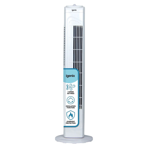 Tower fan white 40w 3 - 29",