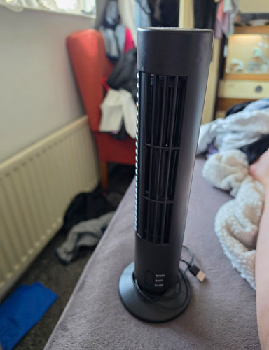 Black oscillating tower fan - black, 3