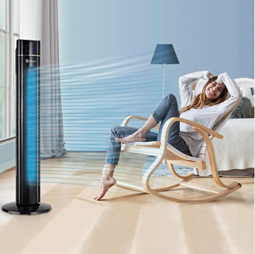 Puremate black tower fan - black, with