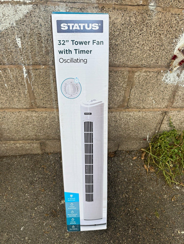 Status 32in tower fan - tower, white