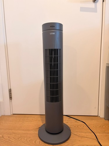 Logik black digital tower fan - black,